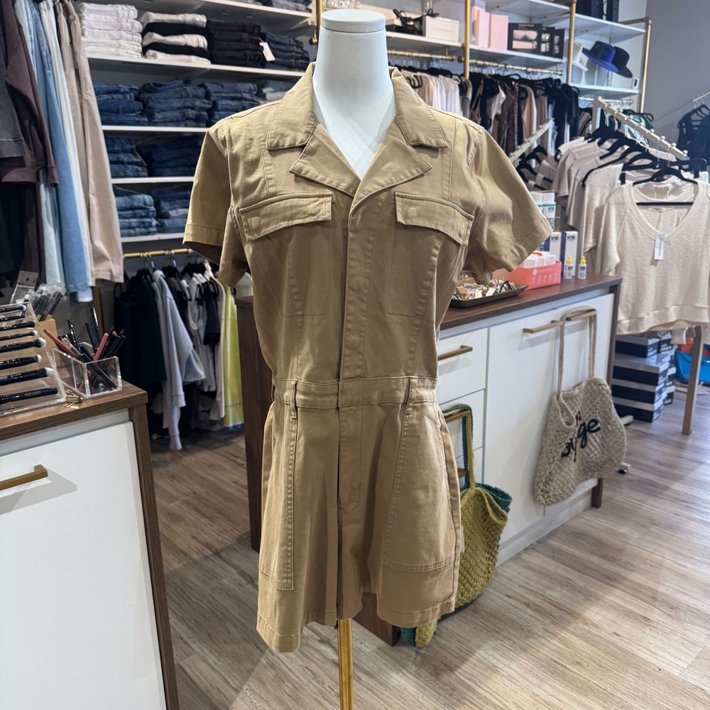 Pistola Tan Short Sleeve Jumpsuit